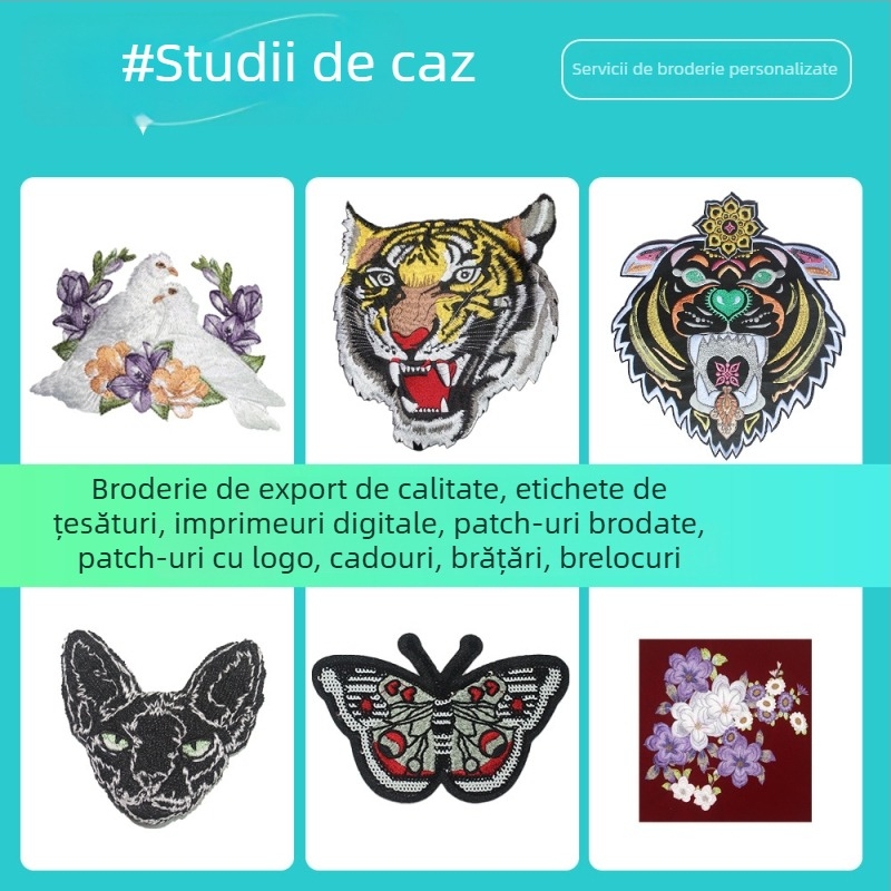 Patch broderie personalizată, formă de animal, pentru haine, poliester, cu hârtie de susținere