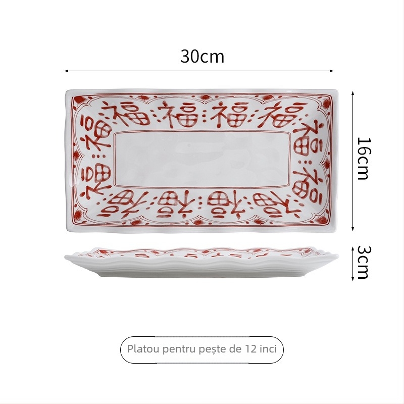 Set ceramic boluri și farfurii, sub glazură, formă rotundă, compatibil cu cuptorul cu microunde