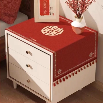 Protecție decorativă pentru noptiere – țesătură sintetică, stil nunți; potrivită pentru living, dormitor, restaurant și cameră pentru copii