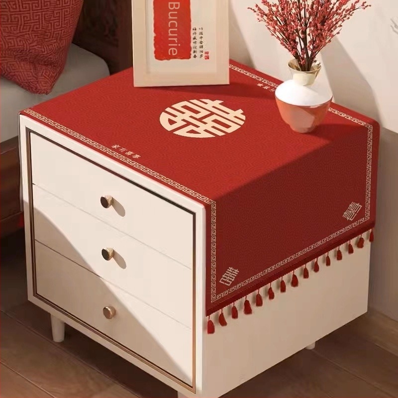 Protecție decorativă pentru noptiere – țesătură sintetică, stil nunți; potrivită pentru living, dormitor, restaurant și cameră pentru copii