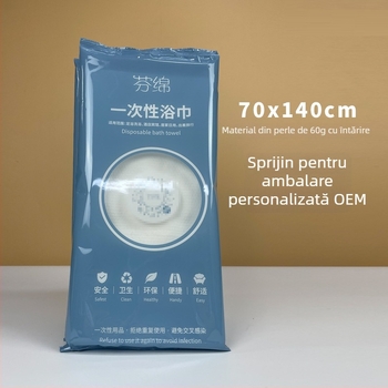 Prosop de baie de unică folosință pentru călătorii, cu nucleu Kapok, 80% poliester + 20% poliamid, 20% bumbac, țesătură jacquard, absorbție 5-10 s, delicat cu pielea