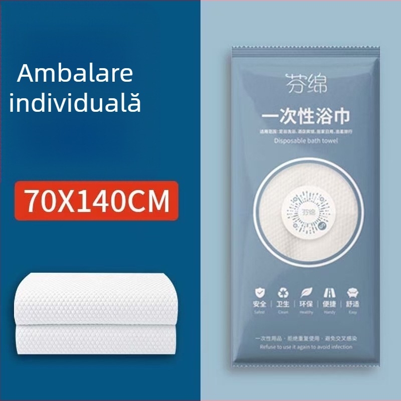 Prosop de baie de unică folosință pentru călătorii, cu nucleu Kapok, 80% poliester + 20% poliamid, 20% bumbac, țesătură jacquard, absorbție 5-10 s, delicat cu pielea