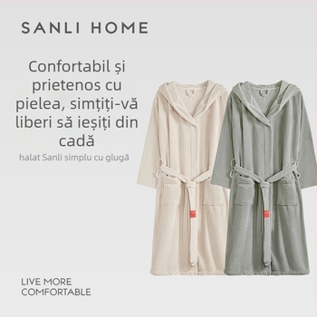 Halat de baie din fleece coral, principal material: blană de iepure, 770 g, pentru bărbați, primăvară