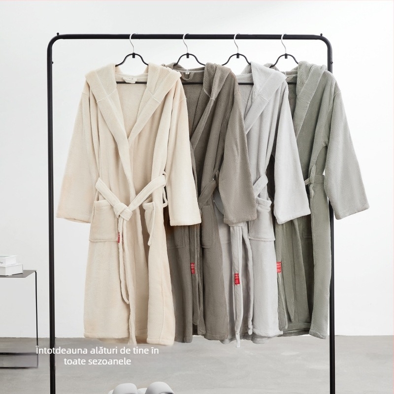 Halat de baie din fleece coral, principal material: blană de iepure, 770 g, pentru bărbați, primăvară