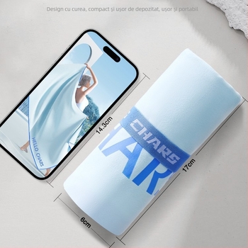 Prosop microfibră uscare rapidă cu pelerină, Jacquard 150D, greutate sub 100 g