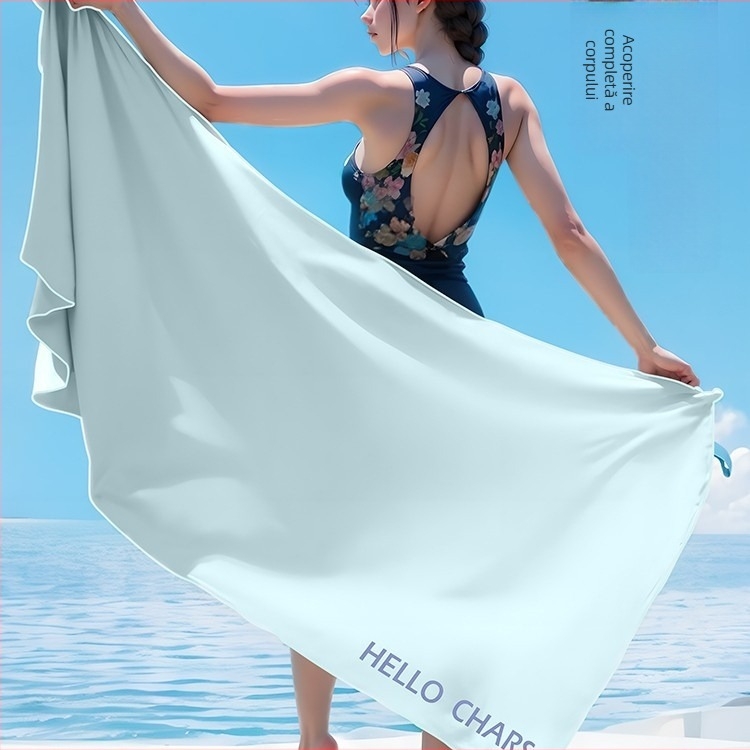 Prosop microfibră uscare rapidă cu pelerină, Jacquard 150D, greutate sub 100 g