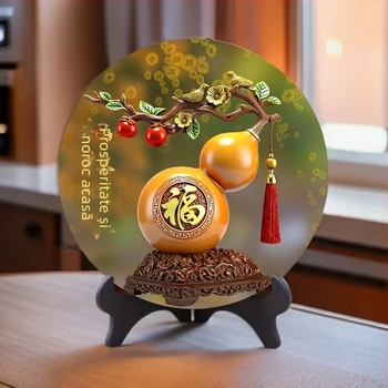 Ramă foto din lemn pentru bogăție și prosperitate, stil chinezesc, decor de birou și living, imprimat