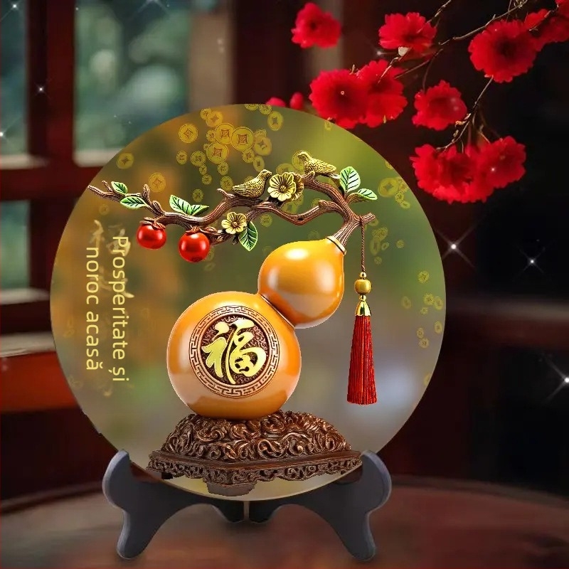 Ramă foto din lemn pentru bogăție și prosperitate, stil chinezesc, decor de birou și living, imprimat