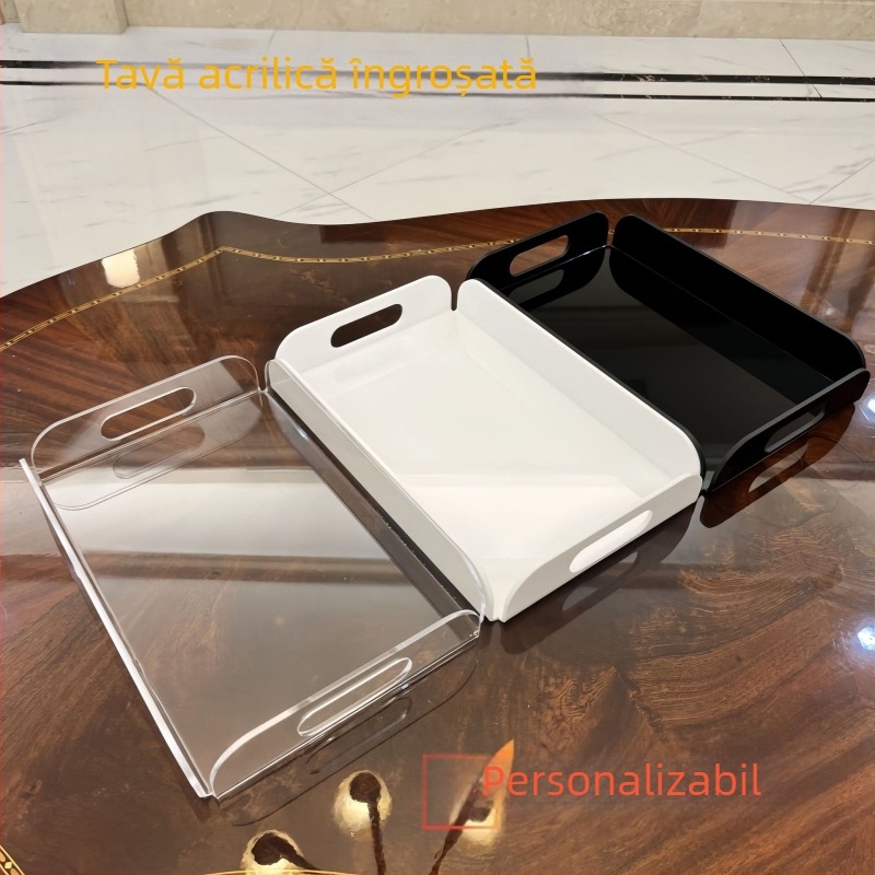 Tavă acrilică pentru baie și birou – transparentă, organizator pentru îngrijire a pielii și produse cosmetice, design modern minimalist