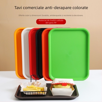 Tava din plastic cu finisaj lemnos – dreptunghiulară, design îngroșat, antiderapant pentru hoteluri și restaurante