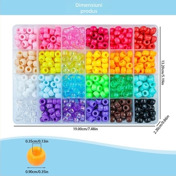 Set DIY pentru brățară cu mărgele Pony pentru copii - mărgele din plastic/rășină, placare electrochimică, formă ovală, Vară 2025