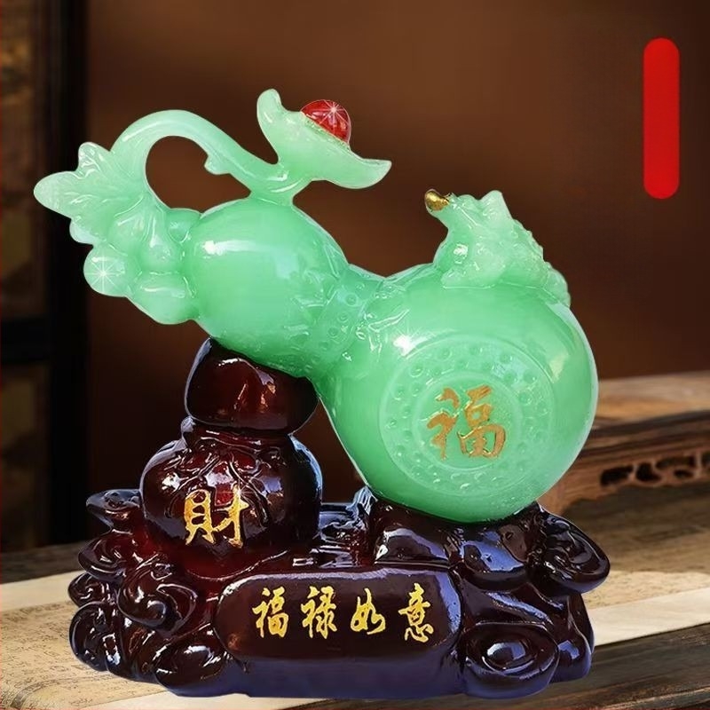 Ornament dovleac din rășină - stil Chinezesc, gravură și pictură manuală, decor pentru birou și spațiul de lucru