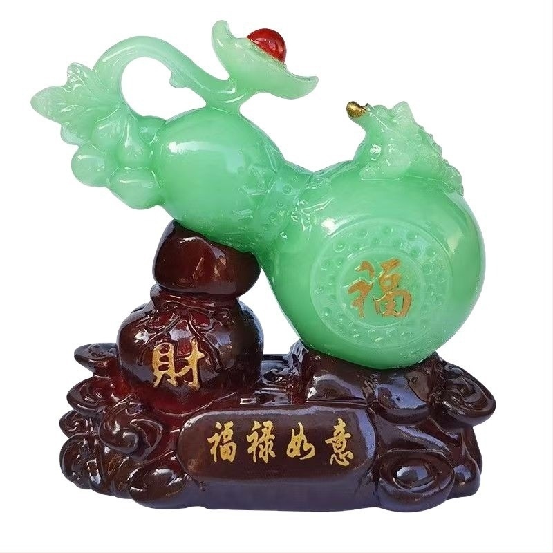 Ornament dovleac din rășină - stil Chinezesc, gravură și pictură manuală, decor pentru birou și spațiul de lucru