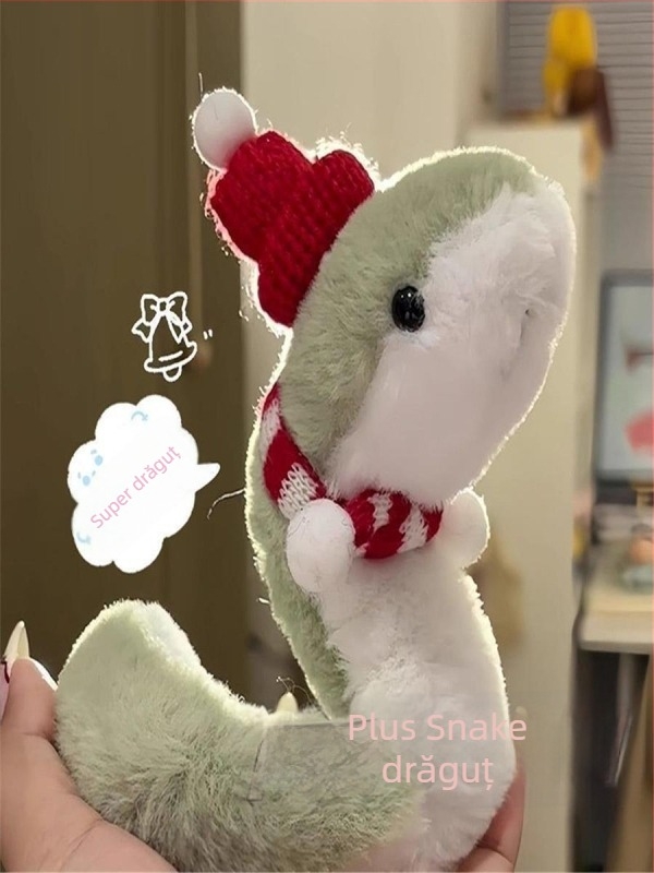 Șarpe din pluș - păpușă de mână, jucărie decorativă drăguță (Material: Default; Personalizare: Nu; Stil: Default; Cadou: Da)
