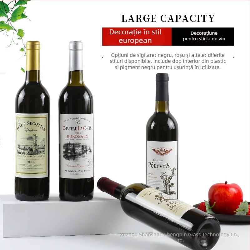 Element decorativ pentru sticle de vin – sticlă – brand SS – imprimare logo disponibilă – pentru sticle de vin și alte utilizări