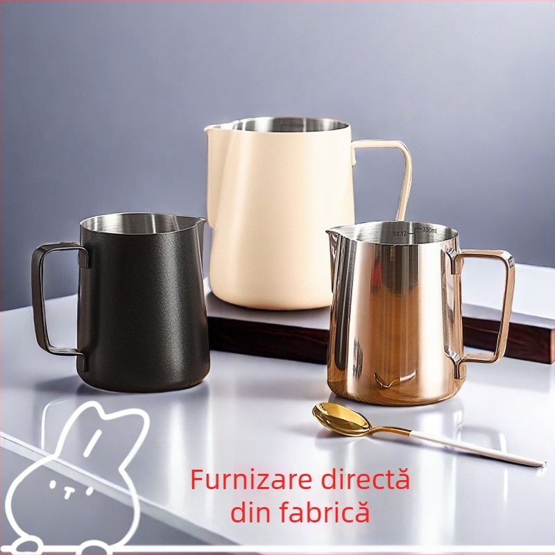 XJ Ceașcă din oțel inoxidabil pentru latte art, cu gură de turnare și scară gradată, 200 g