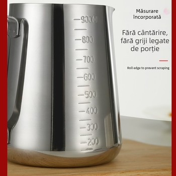 Ceașcă Latte Art din oțel inoxidabil, stil modern simplu, logo gravat cu laser, 200 g, cutie de carton