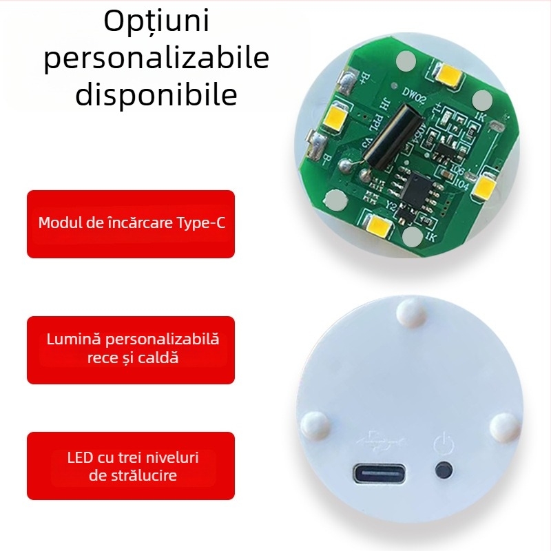 Lampa de noapte reîncărcabilă, activare la atingere, cu bază și reglaj al luminozității