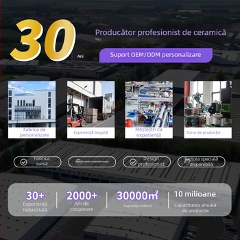 Vază de porțelan - suprafață pictată manual, model floral peisaj, producție semi-manuală și semi-mechanizată, personalizabil