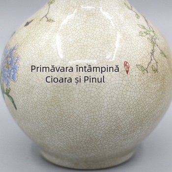 Vază din porțelan alb, motif pin și crane, stil chinezesc, ornament antic