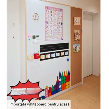 tablă emailată cu ramă din lemn și plută pentru scriere și graffiti pentru copii, decor de perete în clasă