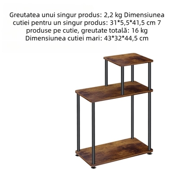 Raft de expunere cu trei etaje și cadru metalic – stil modern minimalist, suprafață din placaj artificial, personalizabil