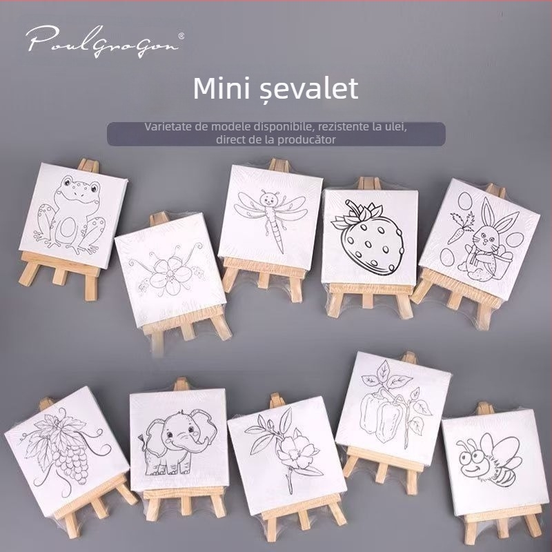 Șevalet de pictură din lemn, suport de masă cu trei picioare, serie ramă mică + șevalet, material pin