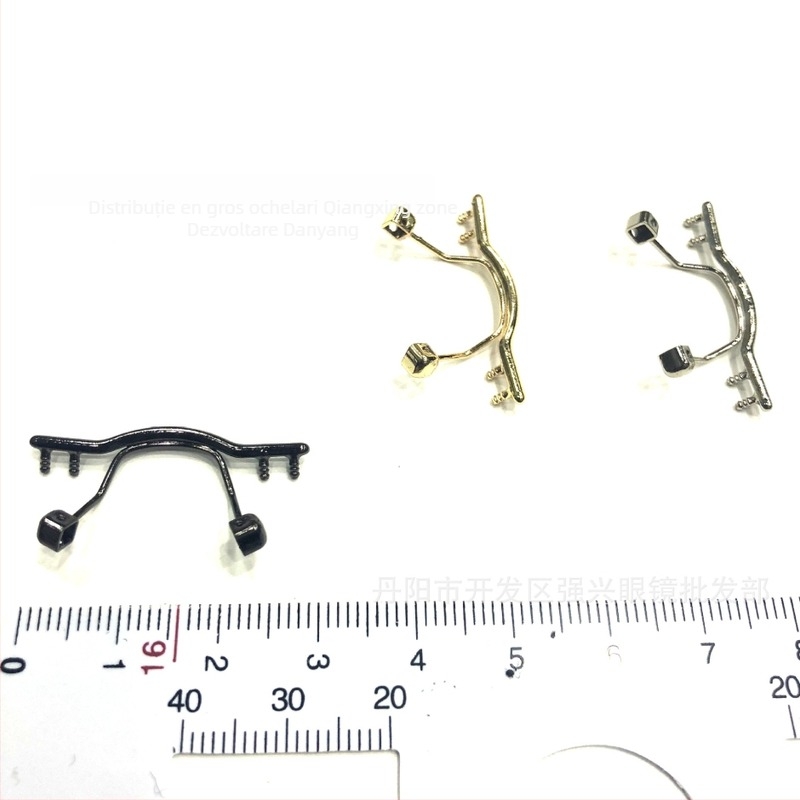 Accesor pentru tijă mijlocie a ochelarilor fără ramă - metal, model dublu, suport pentru nas