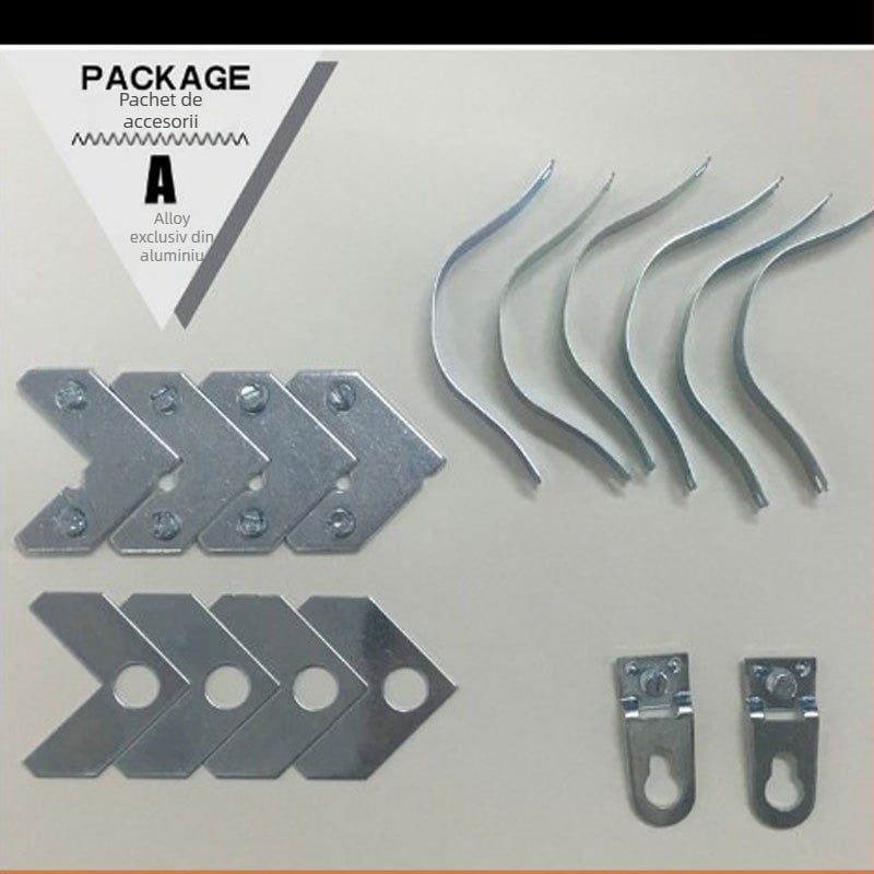 Colț pentru ramă din aliaj metalic – piesă fixă în formă de L, ștanțată, personalizabilă, cârlig pentru agățare