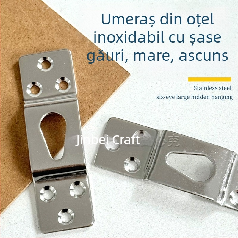 Cârlig ascuns pentru ramă, din oțel inoxidabil, montaj cu șuruburi, șase găuri, stil modern minimalist