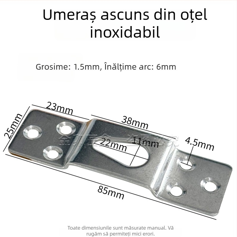 Cârlig ascuns pentru ramă, din oțel inoxidabil, montaj cu șuruburi, șase găuri, stil modern minimalist