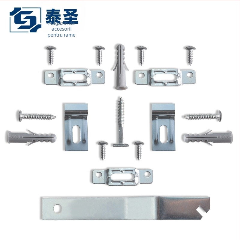 Set de cârlige anti-furt pentru rame foto – fier, ștanț, panou spate inclus, personalizare disponibilă