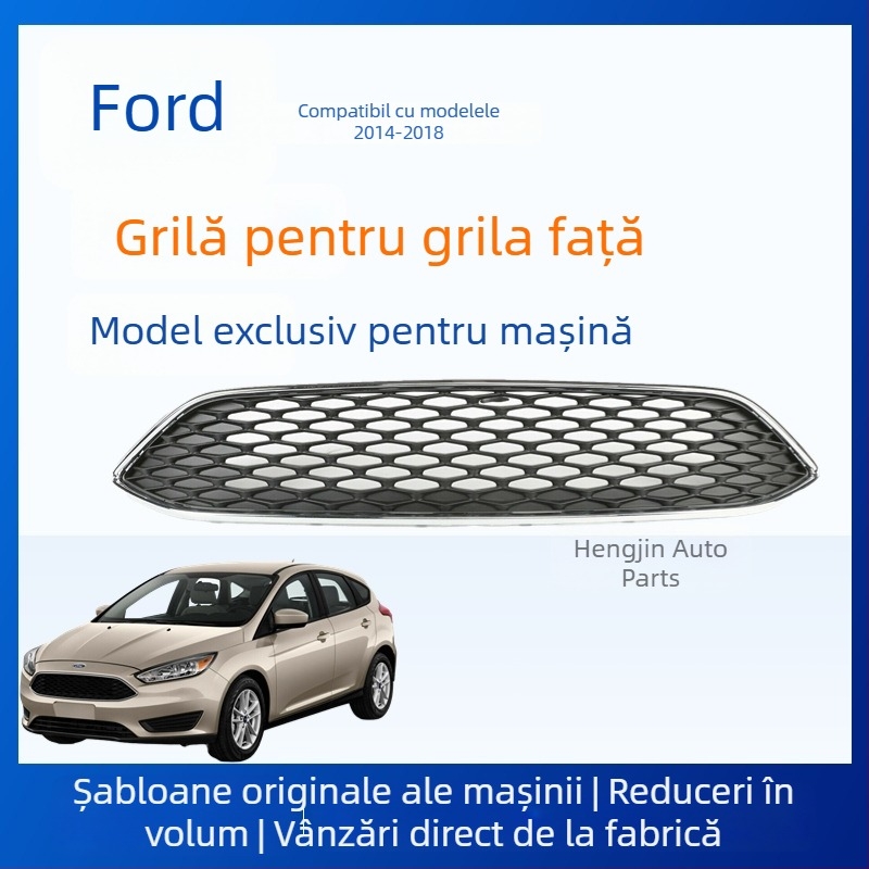 Ford Focus 2015-2018 Grilă superioară din plasă cu textură piele, ABS, montaj pe bara, MK3, Accesoriu 1875314