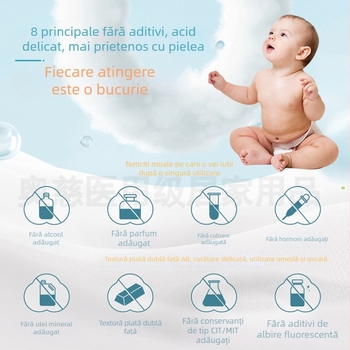 Șervețele de față de unică folosință pentru bebeluși – 100% bumbac, personalizabile, 60 de bucăți