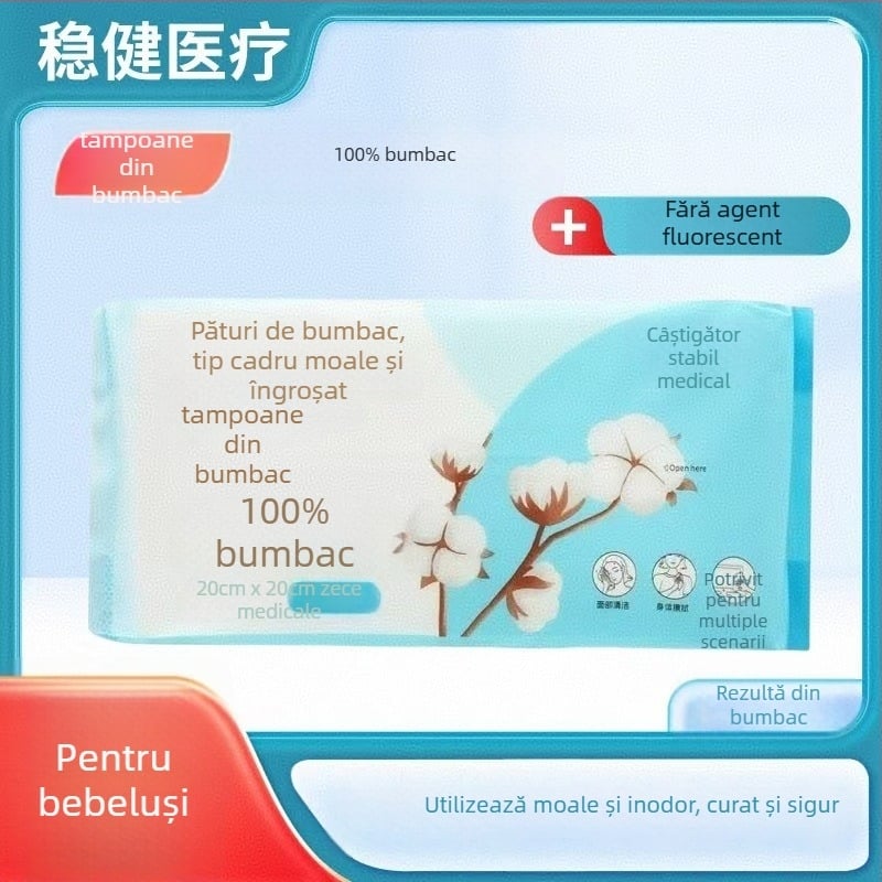 Șervețele de față de unică folosință pentru bebeluși – 100% bumbac, personalizabile, 60 de bucăți