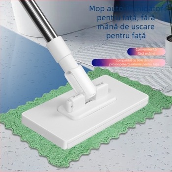 Mop plat pentru podea cu țesătură microfibră, mâner din plastic, capacitate de încărcare 10 kg, uscare 90-100%, acționare monodirecțională
