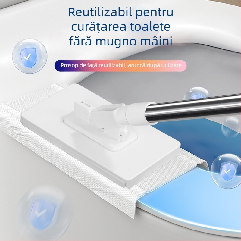 Mop plat pentru podea cu țesătură microfibră, mâner din plastic, capacitate de încărcare 10 kg, uscare 90-100%, acționare monodirecțională