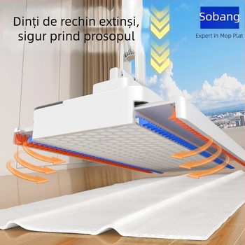 Sorbonne Mop plat cu tijă din oțel inoxidabil, tijă de ridicare + plăcuță din plastic, încărcare 5 kg, rezistență la coroziune nivel 10, rată de uscare ≤40%