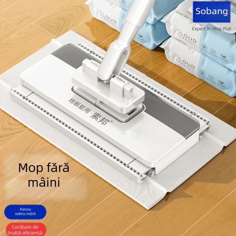 Sorbonne Mop plat cu tijă din oțel inoxidabil, tijă de ridicare + plăcuță din plastic, încărcare 5 kg, rezistență la coroziune nivel 10, rată de uscare ≤40%