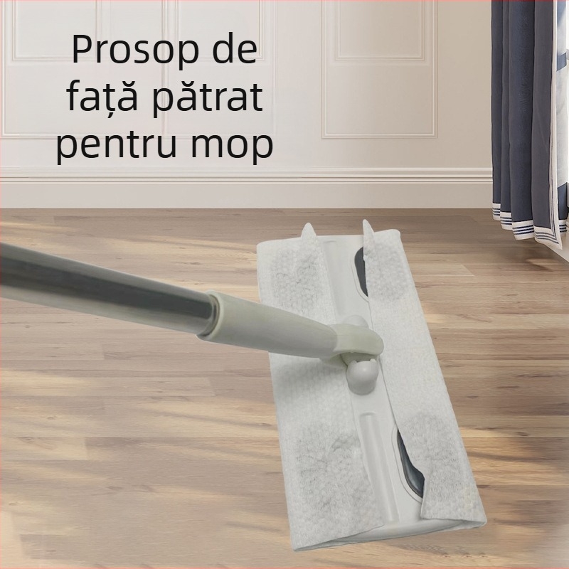 Mop plat cu șervețele de față de unică folosință, tijă din oțel inoxidabil, metodă de stoarcere a apei pe placă, tip tijă: tijă obișnuită + placă de plastic