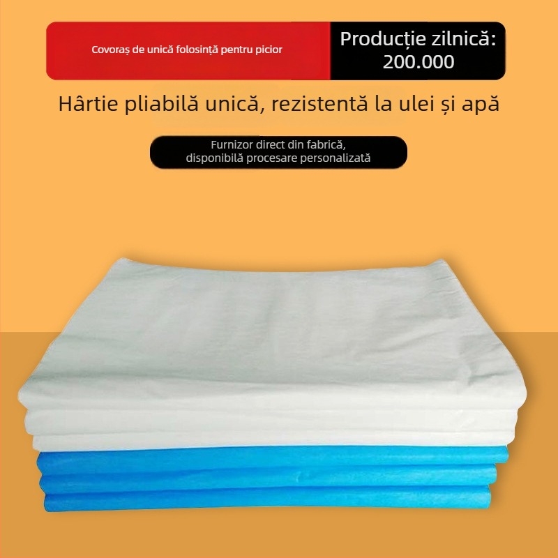 Prosop de baie pentru picioare, de unică folosință, impermeabil și rezistent la ulei, țesătură nețesută, 99% bumbac, 50 g, personalizare disponibilă