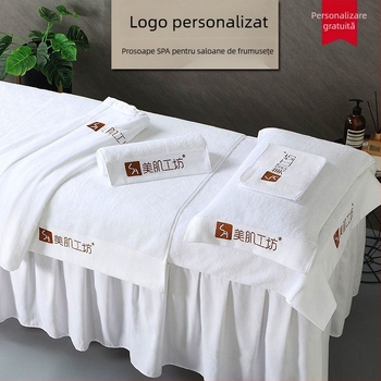 Set de trei prosoape pentru curățare facială pentru salon, din bumbac 100%, 150 g, fir împletit, broderie