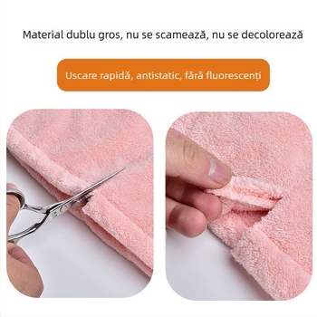 Căciulă de uscare a părului din fleece coral cu microfibră, pentru păr lung, absorbant