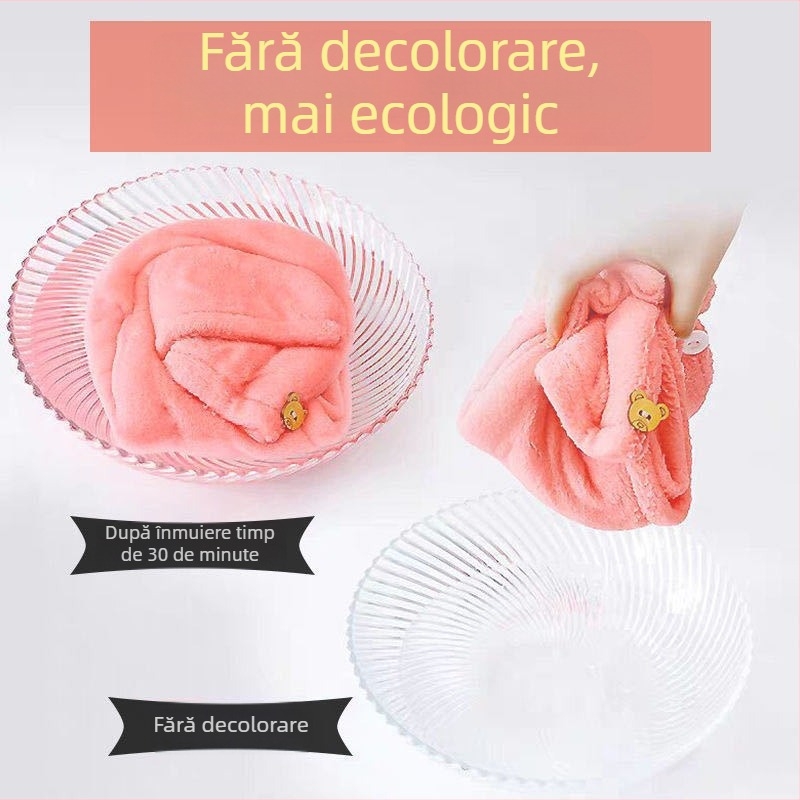 Căciulă de uscare a părului din fleece coral cu microfibră, pentru păr lung, absorbant