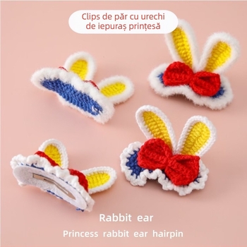 Clip pentru păr pentru copii cu design 3D de animal, material textil, formă fundă, primăvara 2024