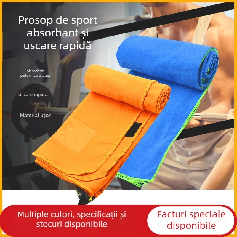 Prosop sport din microfibră, 140 g, uscare rapidă, absorbție 11–15 s, compoziție: 90% poliester, 10% nylon, țesătură: țesătură simplă