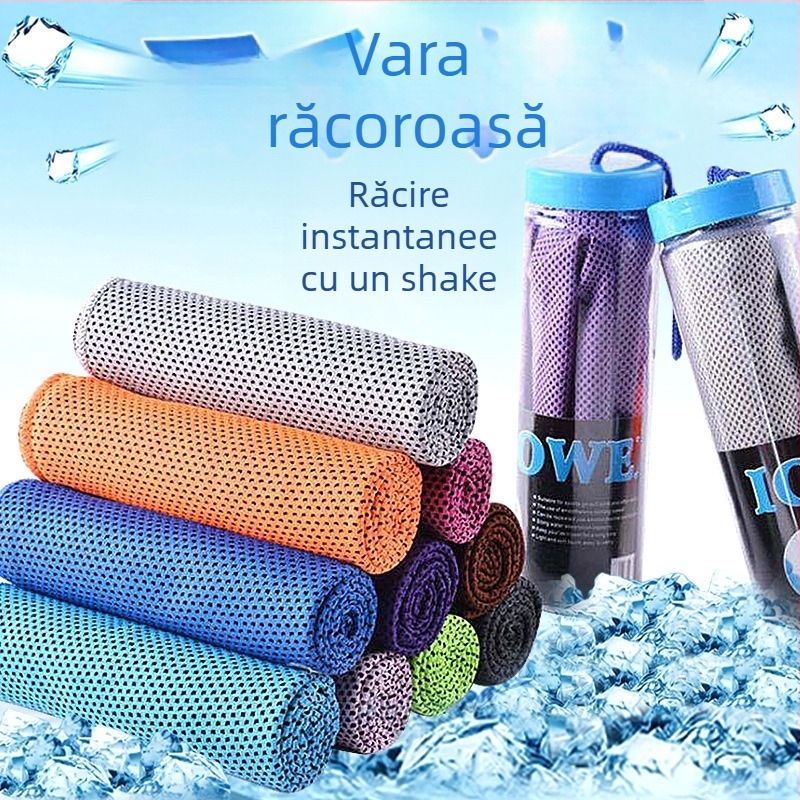 Prosop de răcire pentru sport – poliester, tivare, fir cu miez, 50 g, absorbție de apă 0–5 s