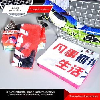 Prosop de sport pentru antrenamente cu logo imprimat, microfibră, 400 g, personalizabil, absoarbe apa și transpirația