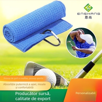 Prosop din microfibră pentru golf, cu textură de waffle și model pineapple plaid - fir 150D, imprimat, greutate 140–170 g