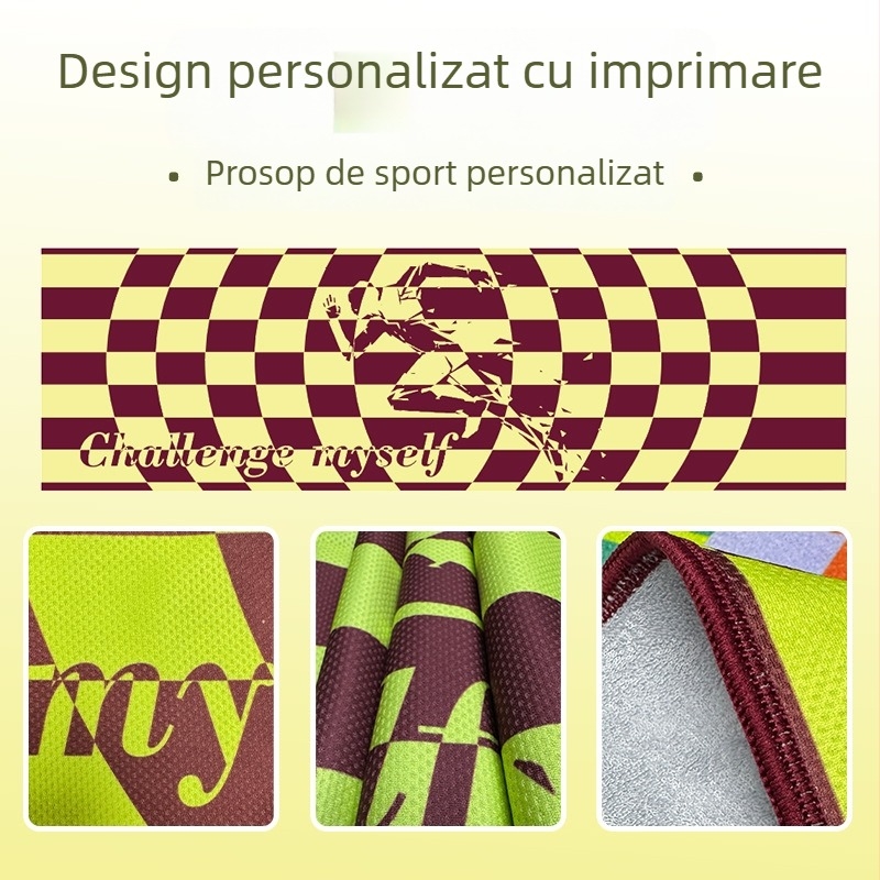 Prosop de sport, personalizabil cu logo, microfibră 430gsm, fir simplu, uscare rapidă (Material: Microfibră; Absorbție: 5–10 s; Greutate: 430gsm; Fir: Fir simplu; Producție: broderie, tiv, imprimare)